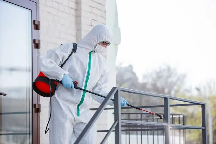 Technician applying anti-termite control treatment in Dammam